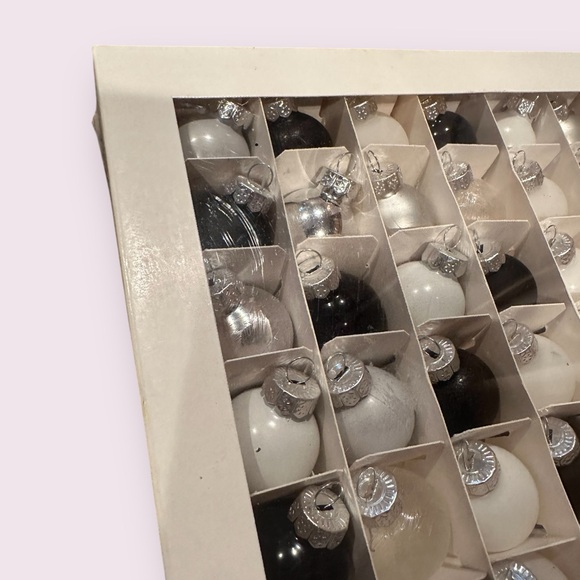 Elegant Black and White Set of 49 Mini Round Glass Ornaments Target Brand - Picture 2 of 11